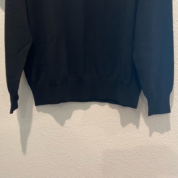 Tuscany Mens Merino Wool Black Sweater Polo Collar 2 Button Neck Size M Soft - Picture 3 of 5